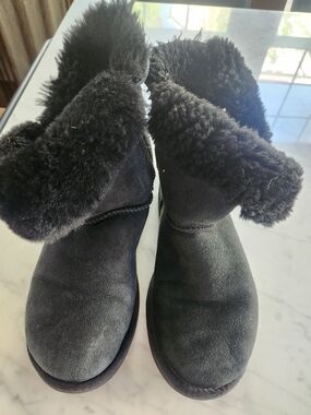 UGG Black Suede Shearling Cuff Winter Boots
